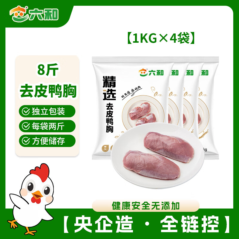 六和去皮鸭胸肉净重8斤樱桃谷鸭 生鲜烧烤 猫狗食材猫粮狗粮