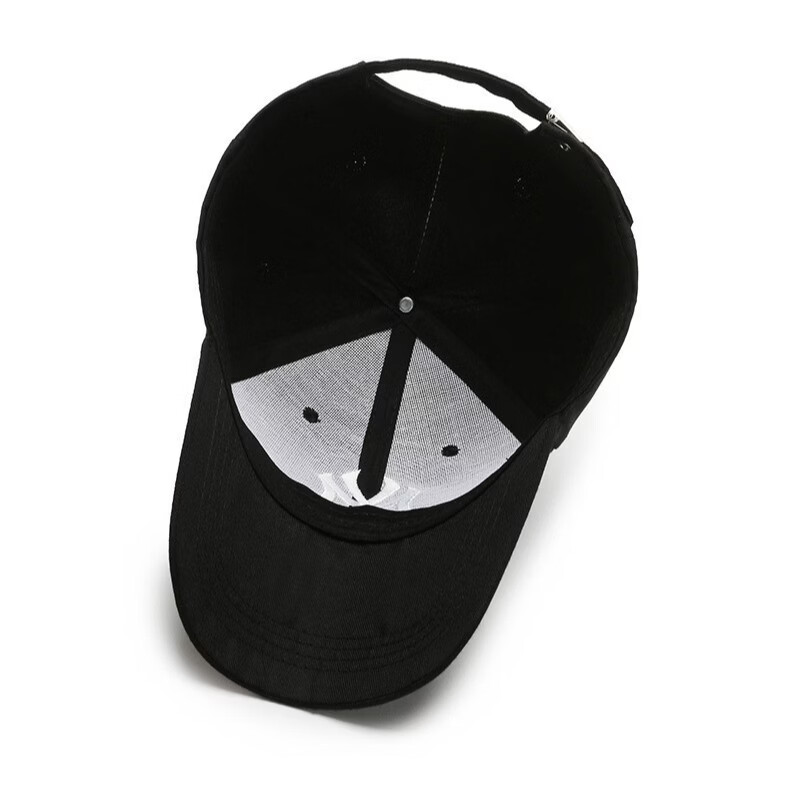 MLBNY棒球帽男士刺绣MY硬顶大头围帽子女春秋户外旅游登山遮阳鸭舌帽夏 黑色绣金字 均码 可调节