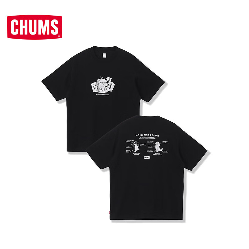 CHUMS洽洽鸟户外运动短袖T恤宽松透气印花棉感快干休闲上衣CH01-2757 CH01-2757-K001 M (170)