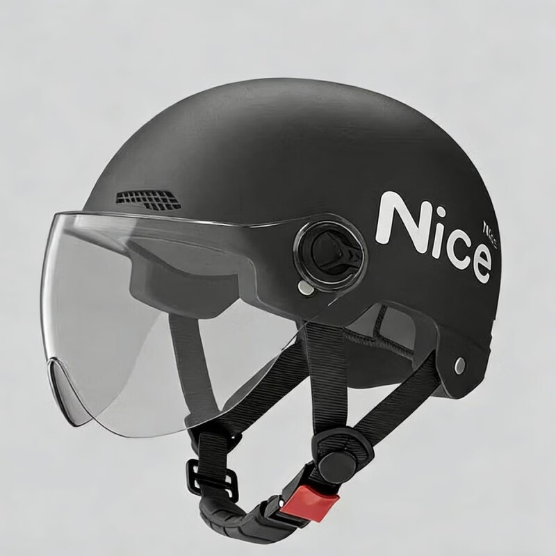 L小红书同款夏季四季通用AA 夜幕黑-nice图案-防晒短镜 电瓶车男女摩托车防晒安全帽