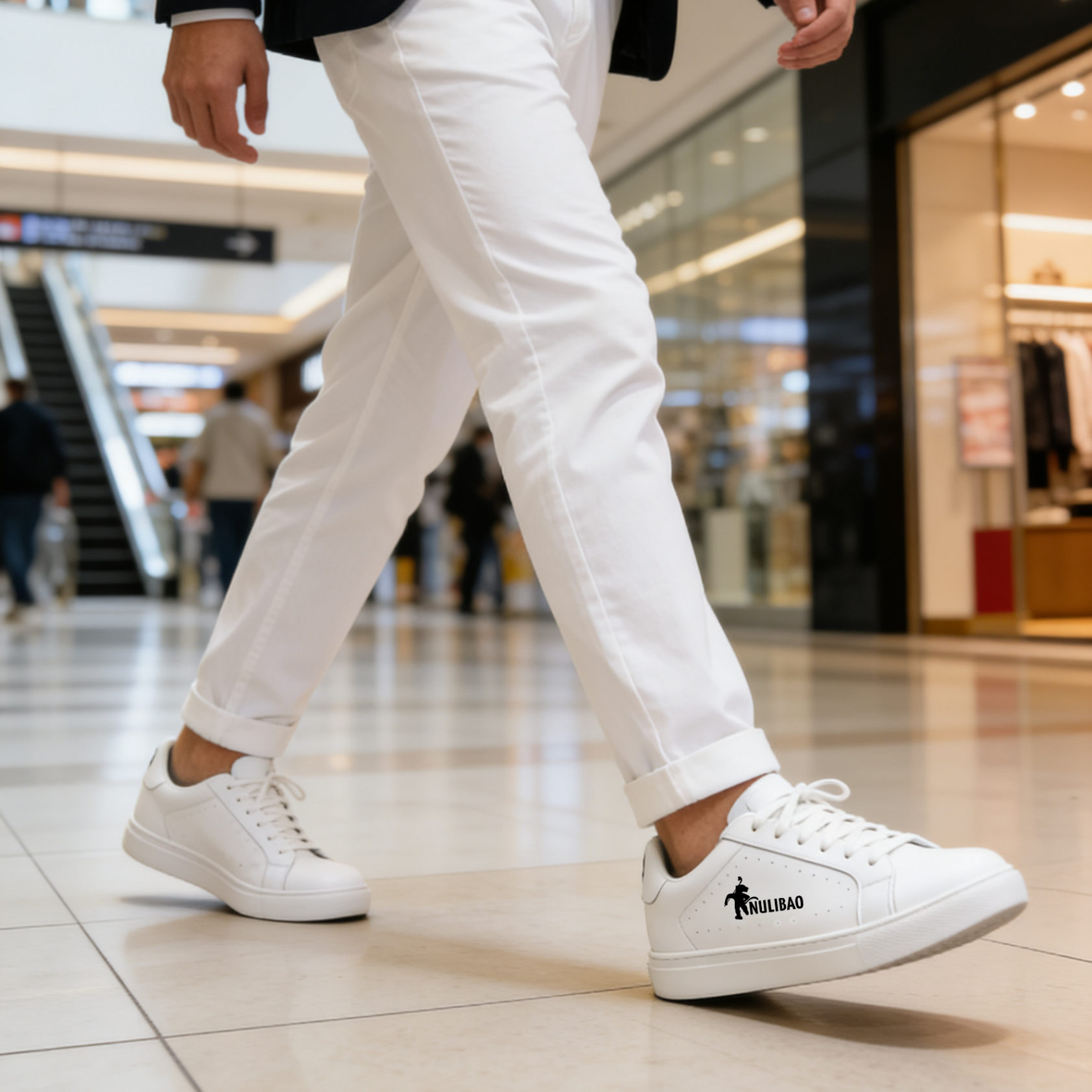 勤豹（NULIBAO）【抗污免洗】小白鞋男士增高透气高端休闲百搭硅胶皮舒适柔软板鞋 白色 单层 44 (270mm)