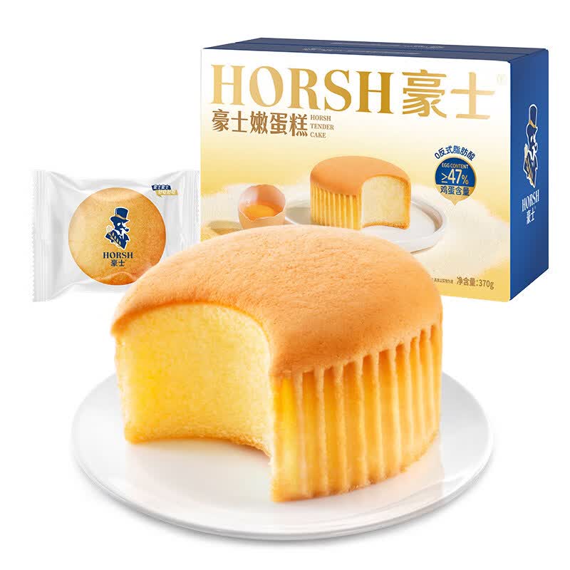 豪士嫩蛋糕小面包整箱早餐吐司手撕零食营养代餐速食懒人健康食品 豪士嫩蛋糕370g*1箱【约12包】 一件