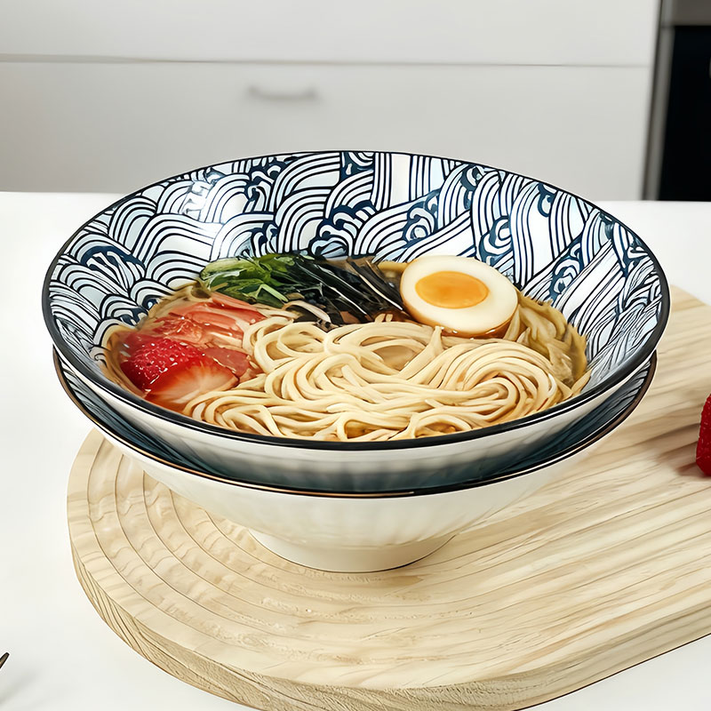 肃匠陶瓷斗笠碗家用大汤碗日式拉面碗ins餐具复古国风拌面碗 国潮8英寸斗笠碗4只【混色】