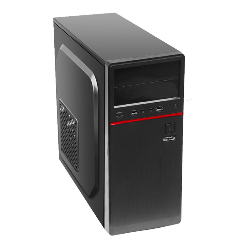 埠帝台式电脑组装机主机壳壳 ATX大板办公选配USB3.0两光驱位 红边2.0