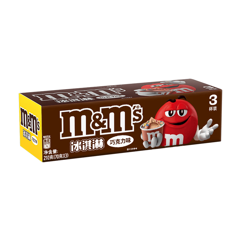 M&M'S 冰淇淋 巧克力口味70g*3杯 M豆雪糕 冰激淋