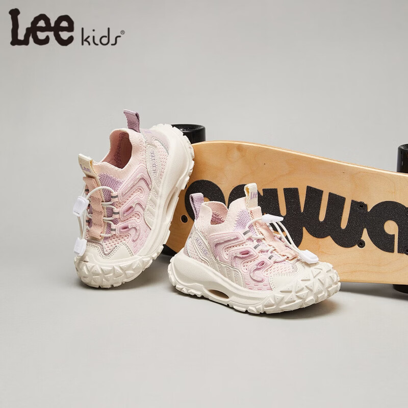 Lee童鞋春夏季新款儿童运动鞋椰子鞋男童休闲跑步鞋女大童 粉紫 28 【建议脚长170-175mm】