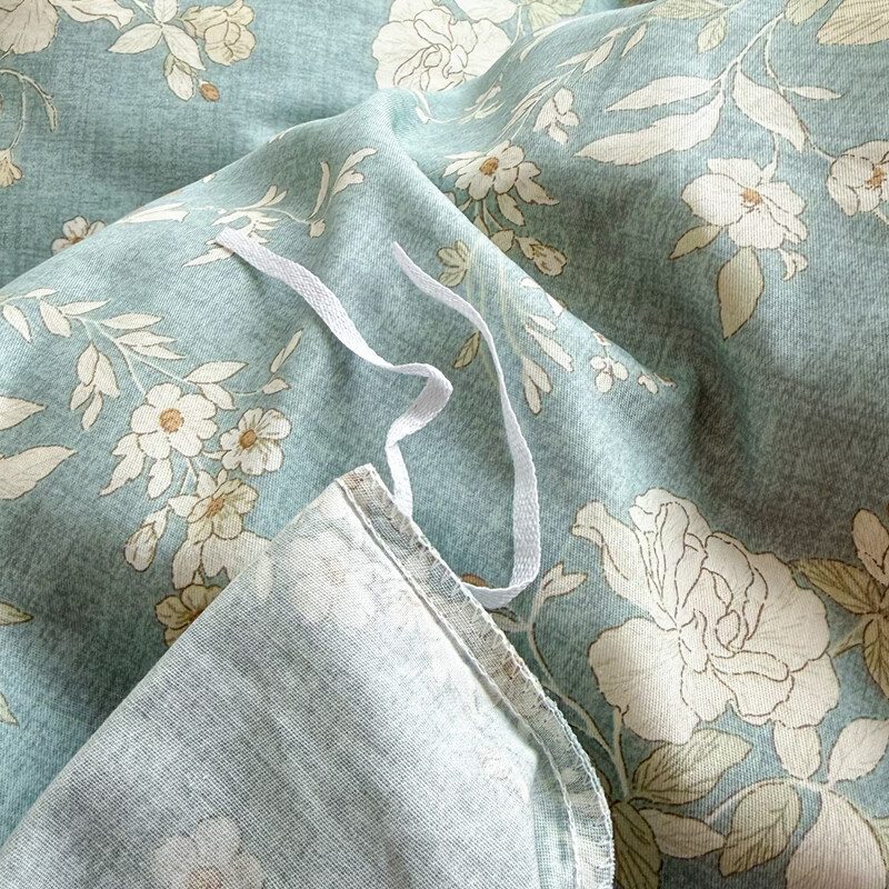 恒源祥全棉被套四件套 A类100%全棉柔软亲肤透气学生宿舍卧室居家四件套 清影【100%纯棉】 180cm*200cm【四件套】