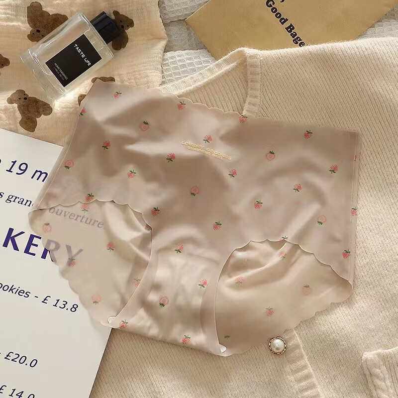 诗莉奥（SHILIAO）内裤女冰丝无痕草莓少女性感蜜桃臀3D面膜裤裸感女生包臀三 混色5条 均码 110-140斤