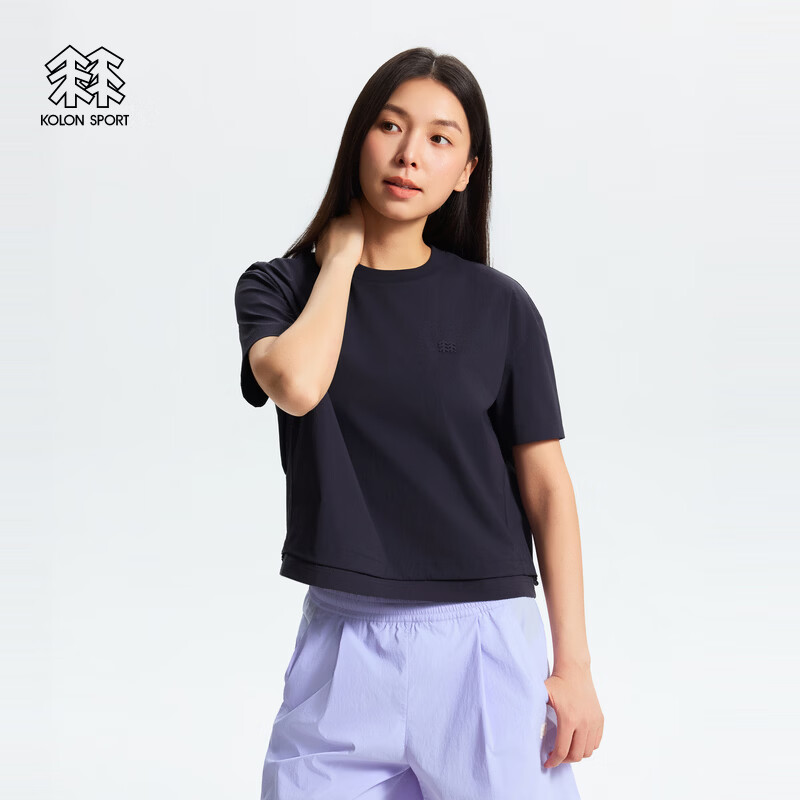 KOLON SPORT/可隆户外休闲衣 女接触凉感防泼水防晒UPF40+短袖T恤