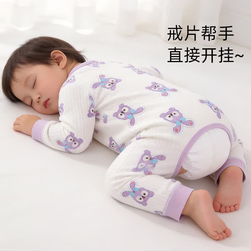 wua·wua婴儿衣服女宝宝春秋薄款纯棉a类开档新生儿连体衣学尿戒尿斜襟款 黛黛兔两件装 更划算 100cm 100/56 18-36个月