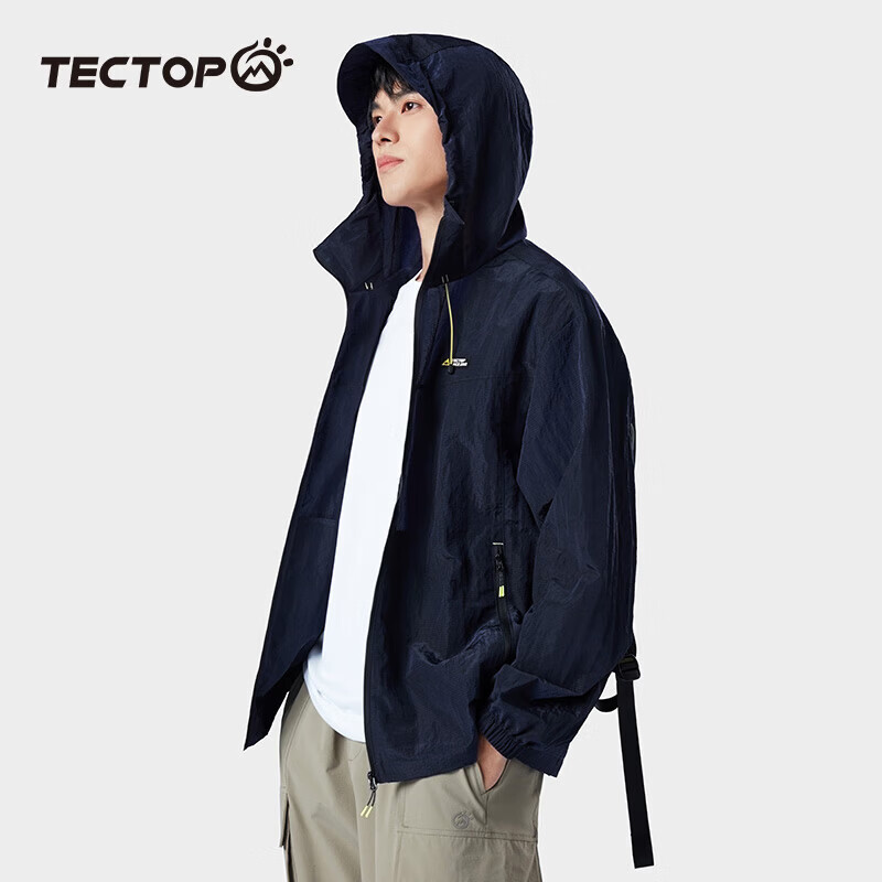 探拓（TECTOP）防晒衣服男士UPF50+防紫外线2026夏季轻薄透气户外钓鱼皮肤衣外穿 深藏青 S