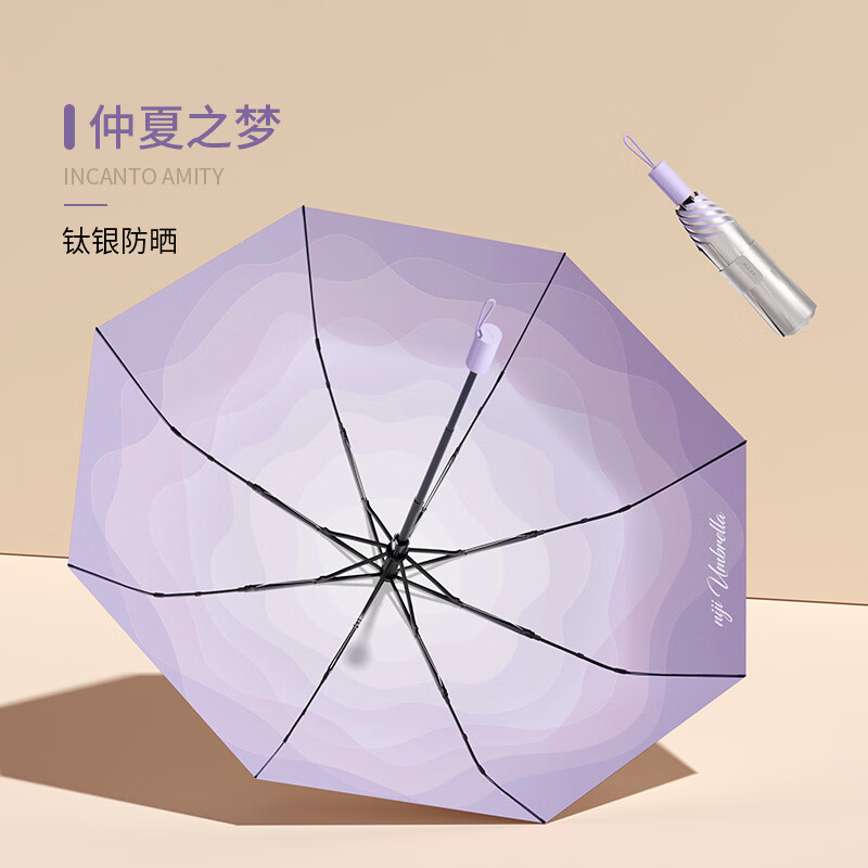 左都（ZUODU）遮阳伞防晒防紫外线折叠双人伞口袋伞彩虹伞五折伞便携男女晴雨伞 【仲夏之梦】钛银防晒+晴雨两用