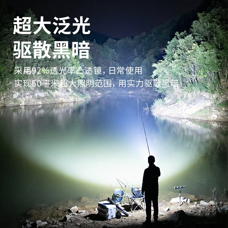 天火 天火苍龙强光手电筒远射变焦长续航户外夜钓露营灯充电家用应急 黑苍龙升级9000毫安丨挥手感应丨可燃火
