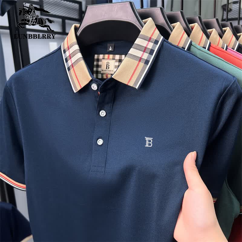 B PRORSUM巴宝莉2026夏季新款POLO衫男短袖翻领上衣商务休闲半袖体恤男装 黑色 M 推荐80-100斤