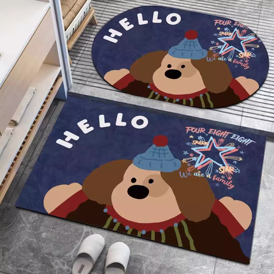 金玉铭川硅藻泥浴室地垫卫生间吸水垫卫浴厕所门口脚垫家用入户门防滑垫子 GZN-J怀旧-Y17（一方一圆 共2件） 40X60cm【吸水速干防滑】