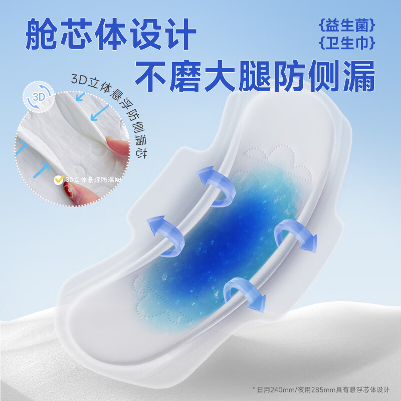 蓝棉花消毒级卫生巾日用夜用益生菌超薄透气防漏姨妈巾套装纯棉安全裤 【全家福】加赠 护垫+旅行装