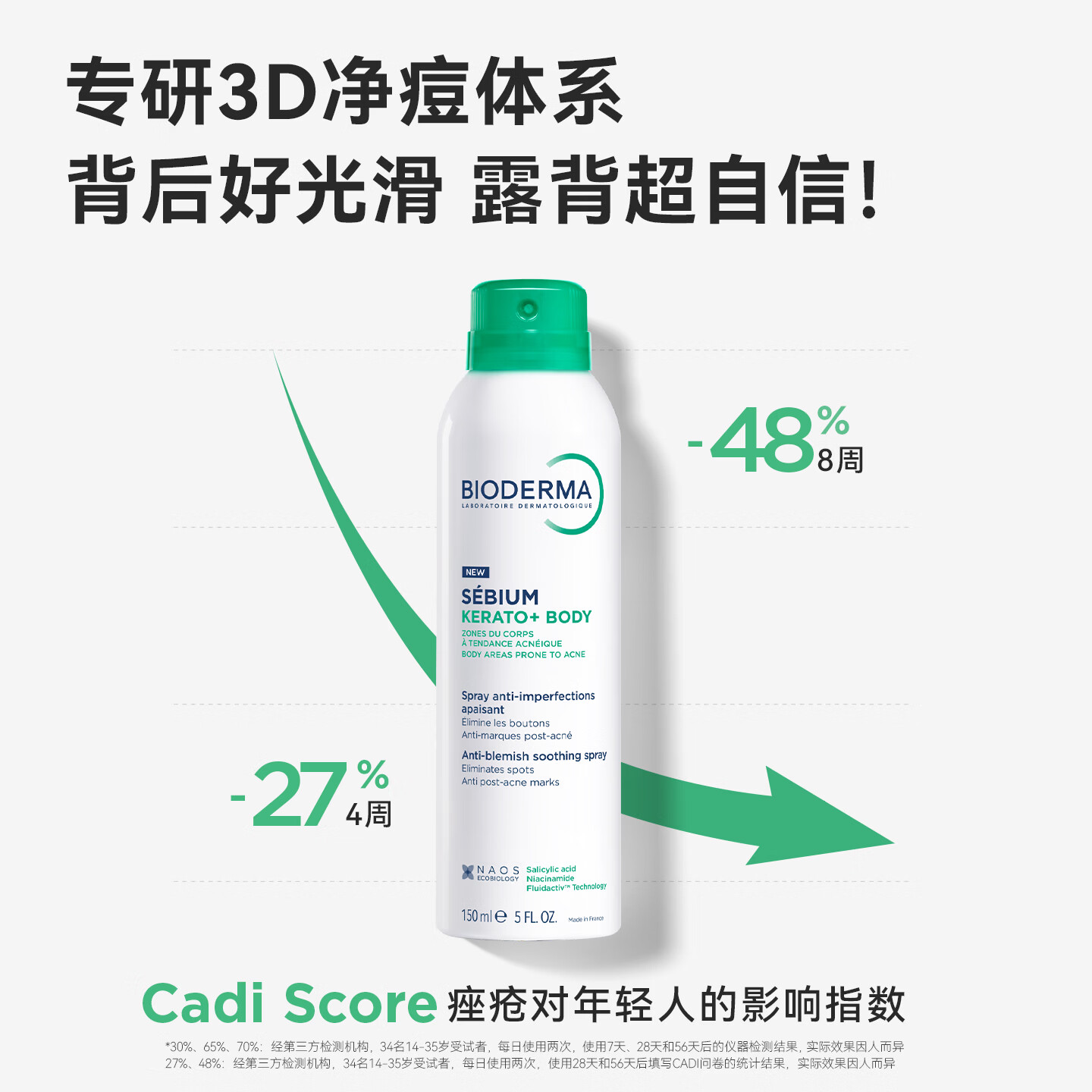 贝德玛【官方正品】祛痘身体喷雾淡化痘印前胸后背清痘身体痘痘清爽 净妍清痘身体喷雾150ml