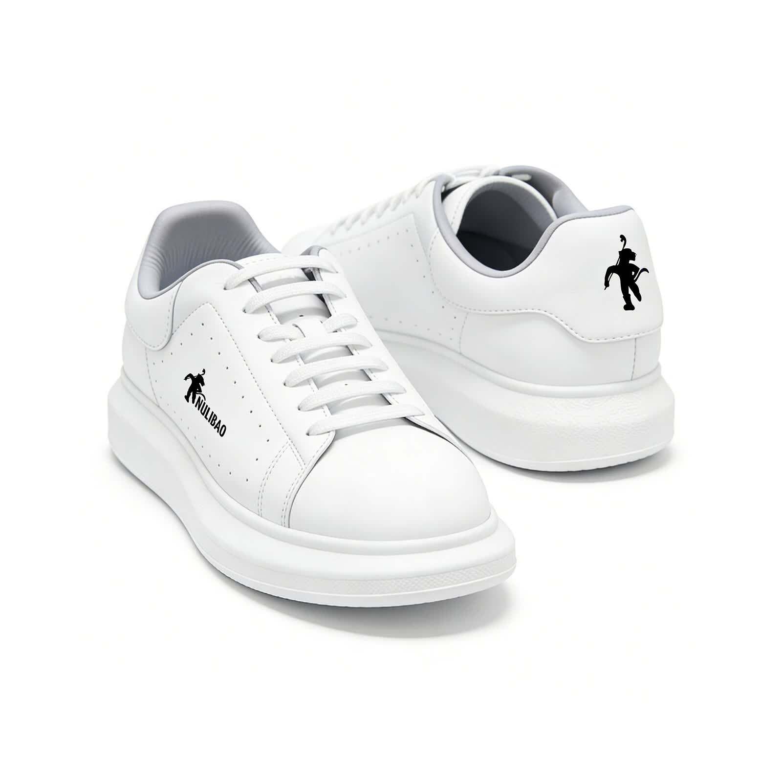 勤豹（NULIBAO）【抗污免洗】小白鞋男增高厚底透气休闲时尚潮流百搭轻便软底板鞋 白色 44 (270mm)