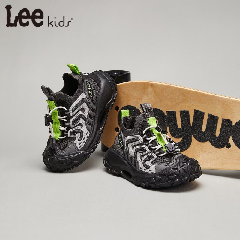 Lee童鞋春夏季新款儿童运动鞋椰子鞋男童休闲跑步鞋女大童 黑色 36 【建议脚长223-228mm】