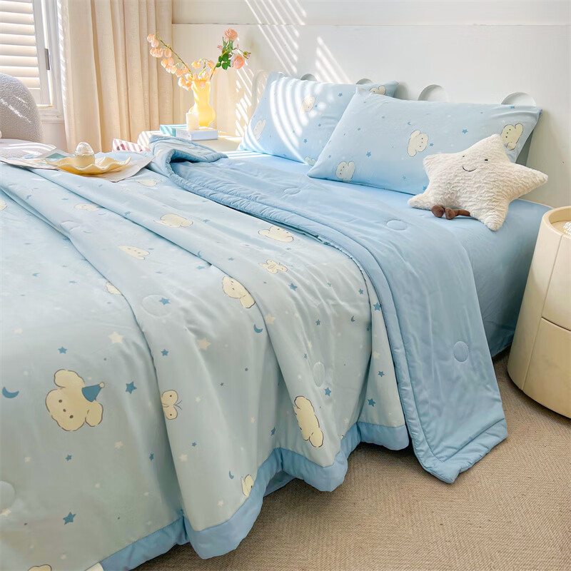 软贝A类夏凉被 混纺棉花被 空调被可机洗纤维被子被芯夏季午睡盖被 星月小狗 150cm*200cm单夏被