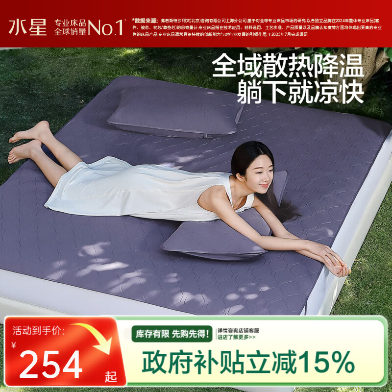 水星家纺凉席 凉感席雪糕席婴幼儿A类降噪升级雪糕席【26年重点新品】 雪糕席6.0【床席式-紫】 0.9米床【两件套】90*195cm