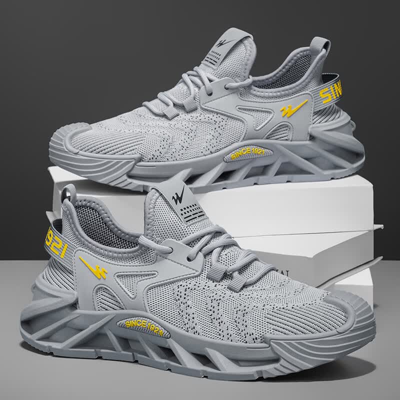 双星（shuangxing）男鞋2026年夏季新款飞织薄款网鞋透气耐磨休闲运动鞋男士跑步鞋 灰色WDSM-71128高品质 42