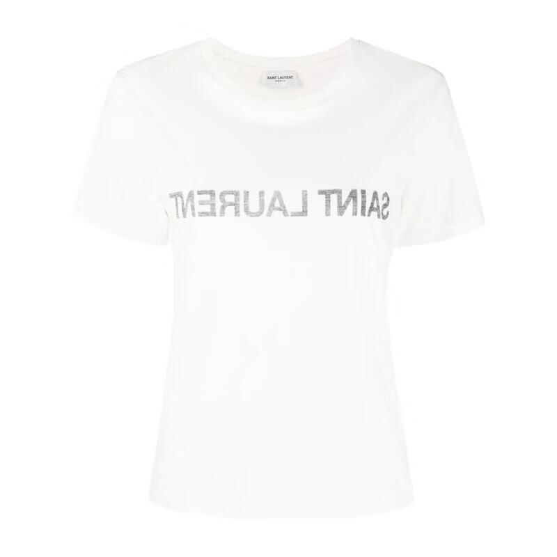 YSL圣罗兰女士短袖T恤透气舒适白色日常休闲短袖简约26夏季新款 WHITE 均码 |XS
