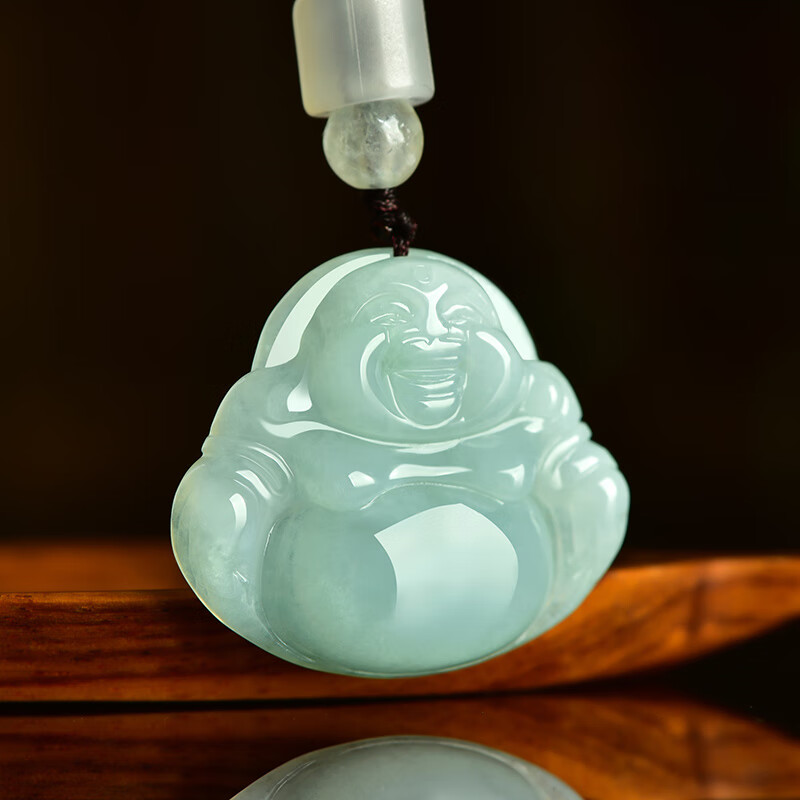 静汝玉【珠宝严选】天然弥勒佛佛公玉石冰种翡翠a货玉佛小吊坠笑佛