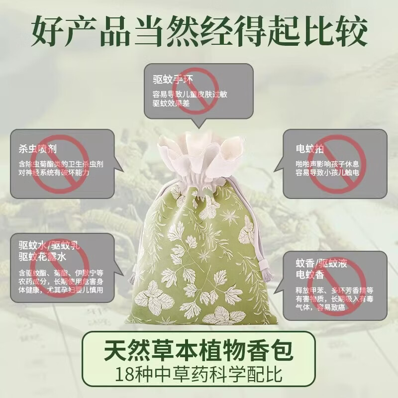艾草驱蚊香包中草药香囊香袋挂件家用持久卧室内婴儿童防蚊虫神器 中草药驱蚊香包【6包600g】适合2室1厅