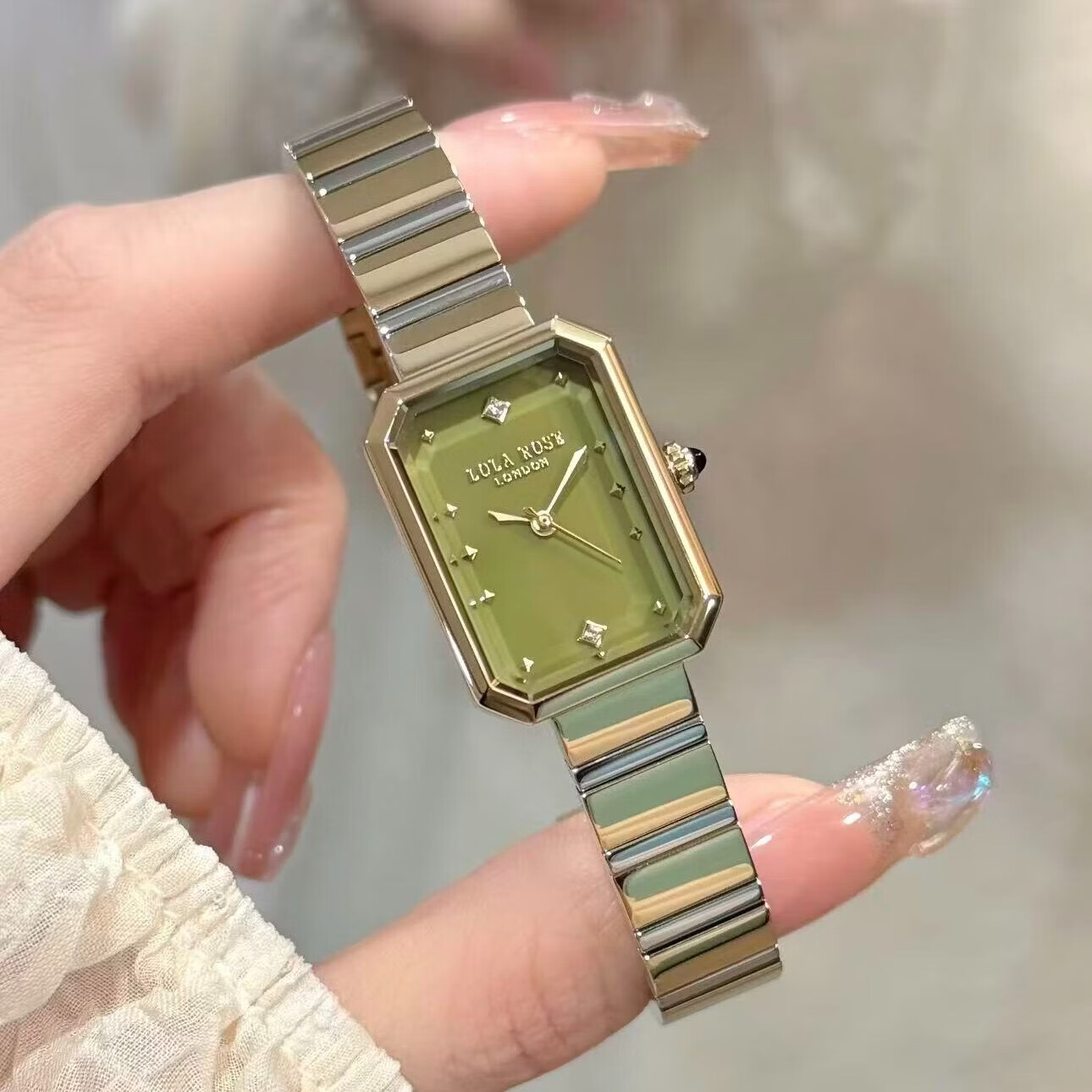 LOLARose罗拉玫瑰方糖小绿表女士手表高级轻奢送女友老婆节日礼物 LR4700