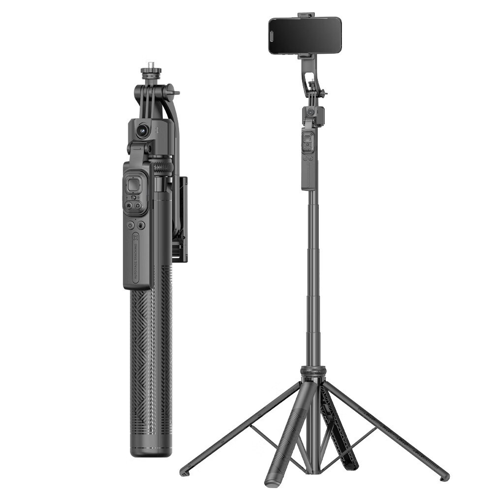 拓骐云台跟拍C17自拍杆人脸追踪防抖可伸缩手机支架全自动跟拍杆 C19[黑色]1.8米不锈钢杆平衡防抖