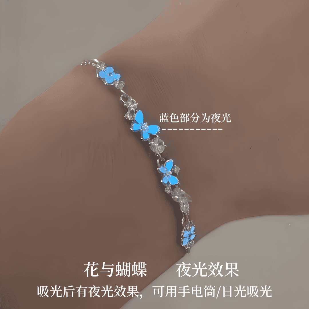 JIUZUANCAI999足银星夜花园蝴蝶手链手串情人节生日520礼物轻奢时尚纯银首饰 【星夜花园蝴蝶手链】【真爱礼盒+999证书】