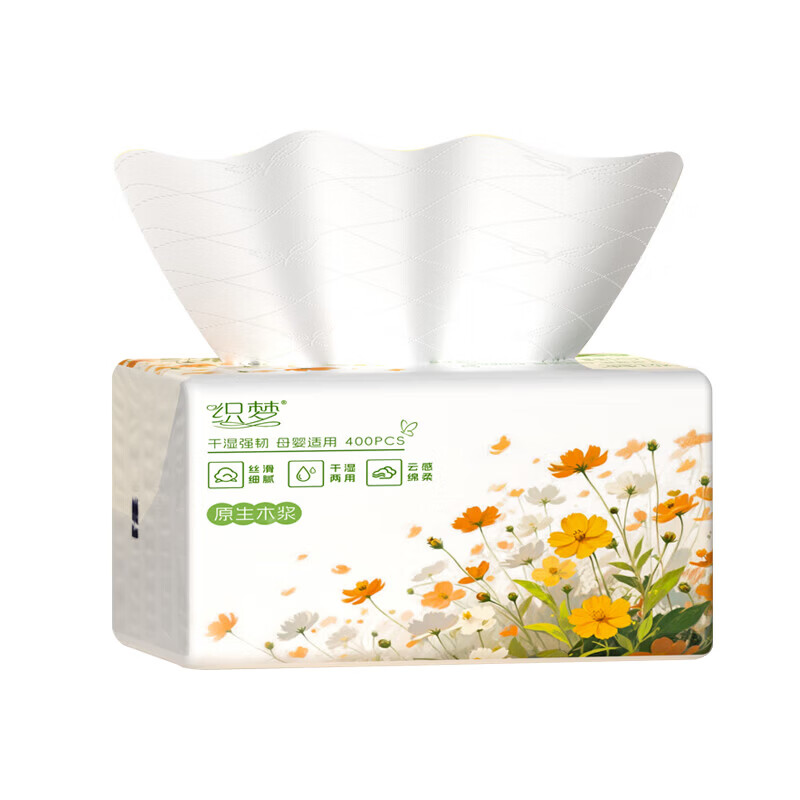 织梦大包抽纸巾400张纸巾抽家用面巾纸整箱家庭装 5层 400张*8包