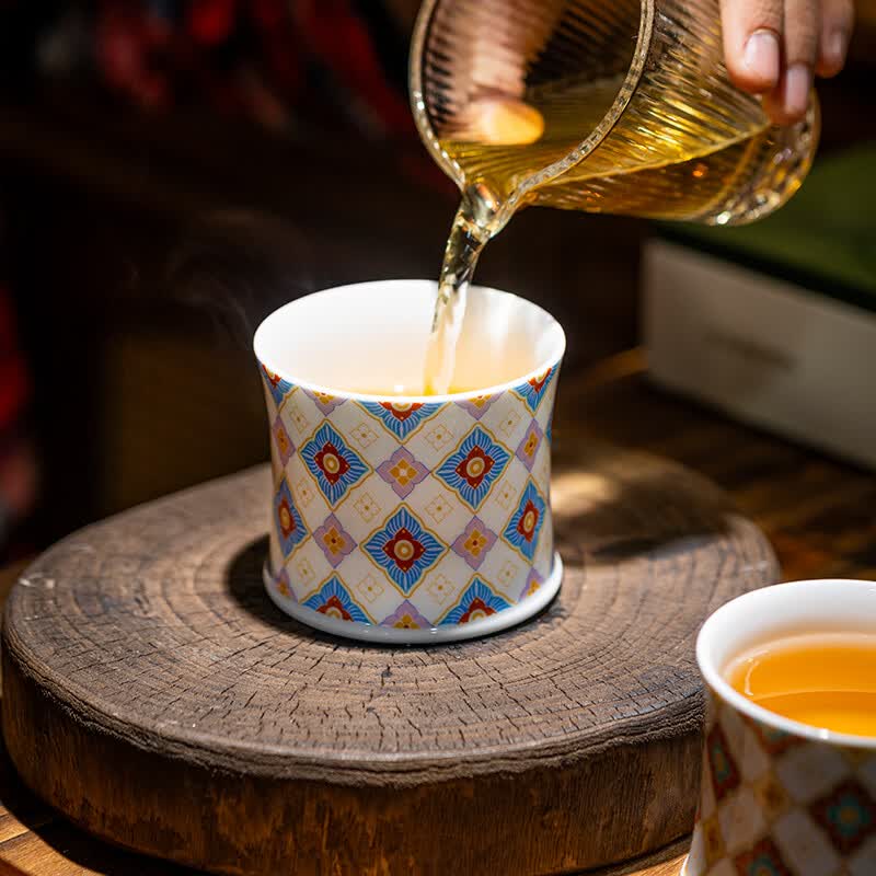 jdz景德镇陶瓷旋转茶杯防烫品茗杯主人杯酒杯红茶杯转转杯手工文创 清蓝款