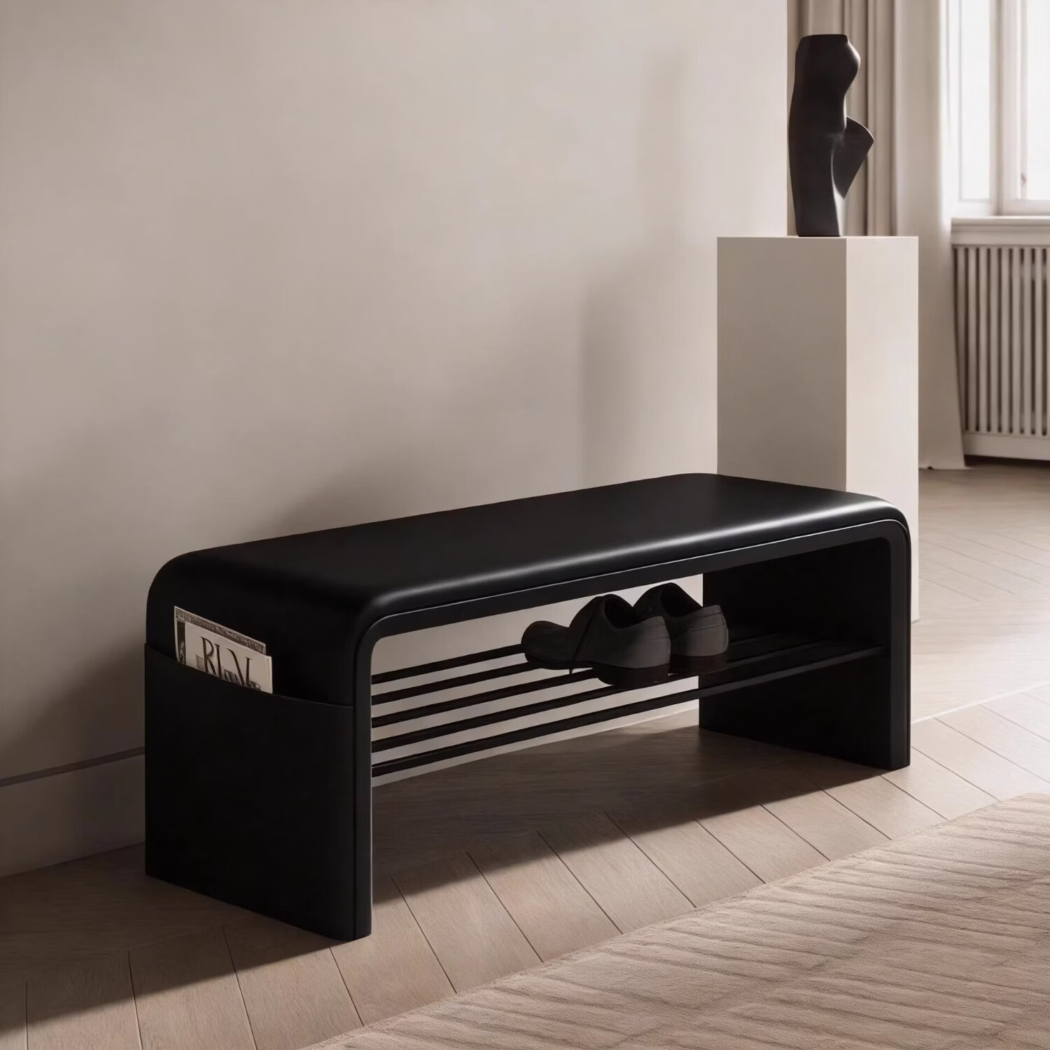 暖堂 WARM HALL换鞋凳进门口家用入户玄关穿鞋凳子轻奢高级感床尾长条坐凳一体 奶灰色100cm【SSS猫抓皮+特A级钢材】 整装发货+免安装