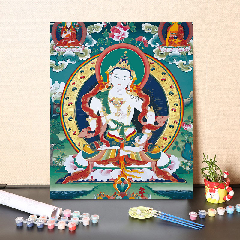 霏皖2022新款高端轻奢唐卡装饰画数字油画diy填充民族绘画艺术唐卡系