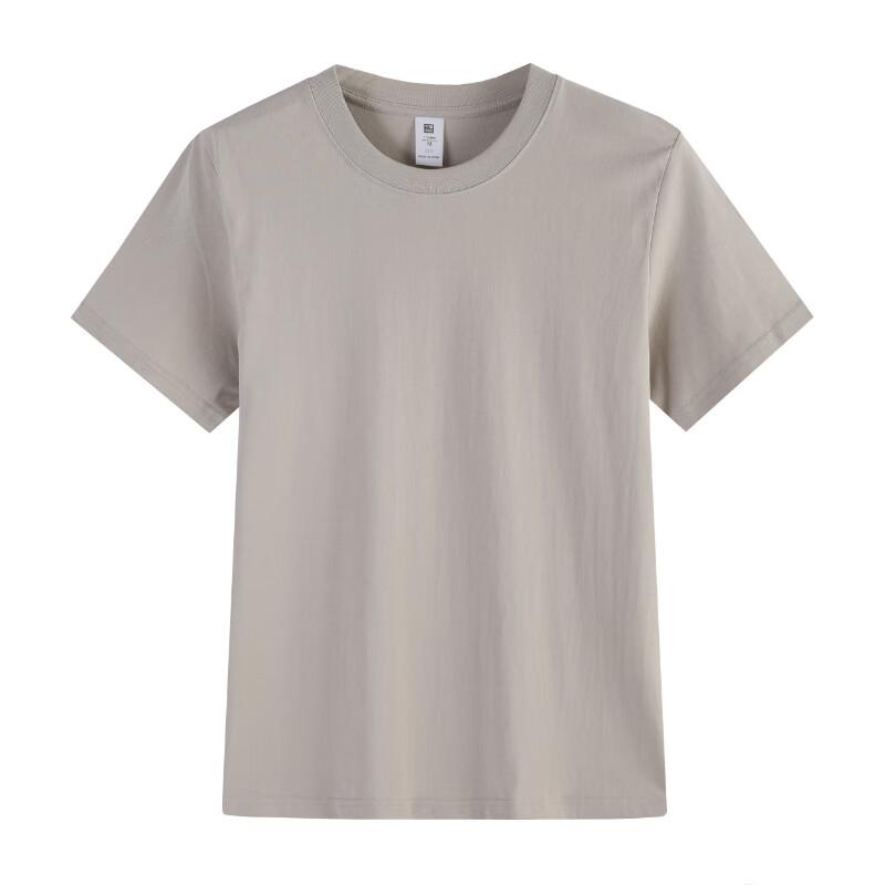 尺度保罗100%纯棉短袖T恤夏季重磅纯色休闲百搭半袖宽松小白T恤男士上衣 SX301丁香灰 L 推荐120-135斤