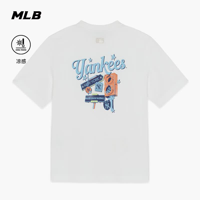 MLB官方 男女同款日常百搭城市印花凉感休闲T恤26夏季新款TSN75 纽约洋基队/白色 L