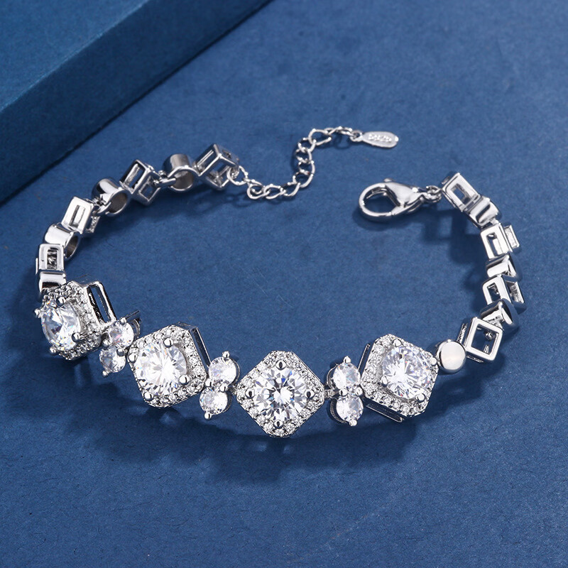 锆石手链ins风微镶简约女款 白金色手链【16+3cm】