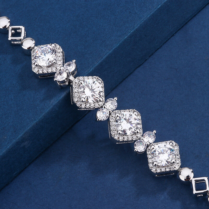 锆石手链ins风微镶简约女款 白金色手链【16+3cm】