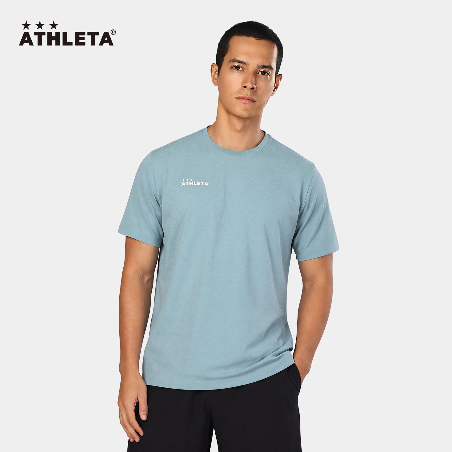 ATHLETA阿仕利塔运动短袖男士T恤休闲跑步上衣吸湿速干亲肤材质透气舒适 浅蓝色 4XL