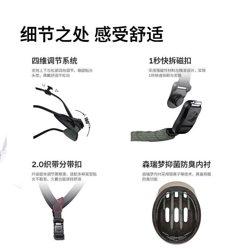 森瑞梦TT-23小布城市休闲通勤折叠车轻便自行车骑行头盔骑行装备 卡其(磁吸帽檐+尾灯) M(54-57cm)