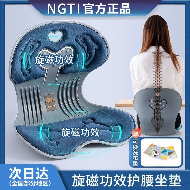 NGTstyle护腰坐垫花瓣垫靠椅办公室久坐不累神器旋磁矫正背靠学生美臀椅 磁旋深灰色【日本研发第四代】