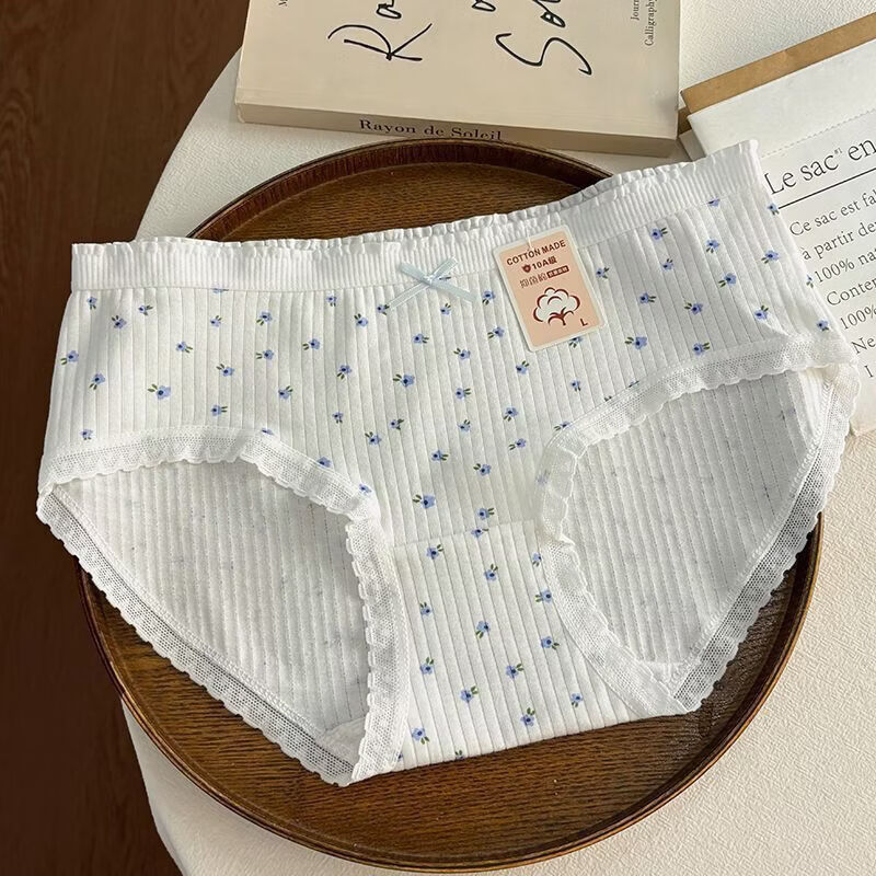 诗莉奥（SHILIAO）5条清新小碎花纯棉女士内裤抗菌纯棉裆透气舒适弹力包臀少 5条组合 M 80-100斤