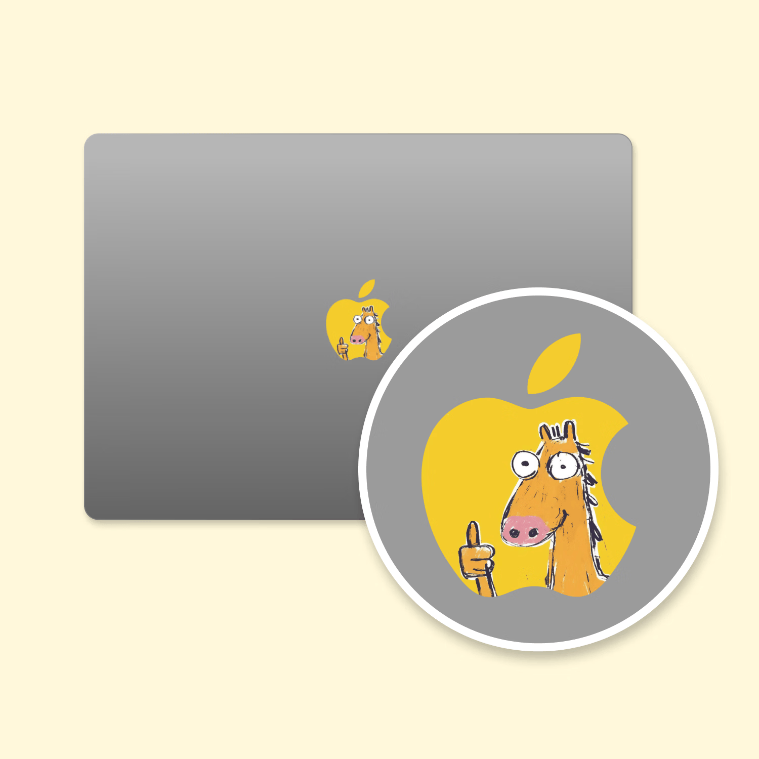 SkinATPro14/16 M5创意Logo贴膜苹果笔记本Air 13/15 logo保护贴MacBook Neo配件电脑笔记本保护贴纸 马蹄点赞 Air 13 (M5-M2)