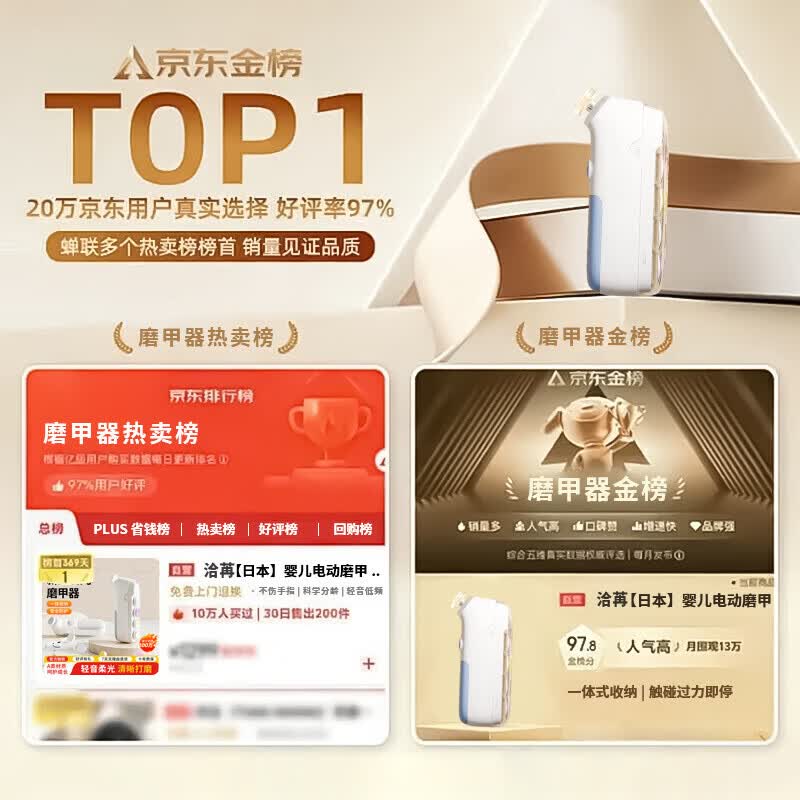 洽苒【日本】婴儿电动磨甲器指甲剪神器不伤手碰到肉自动停防夹肉打磨 优雅白 【赠5磨头+收纳袋+电池】