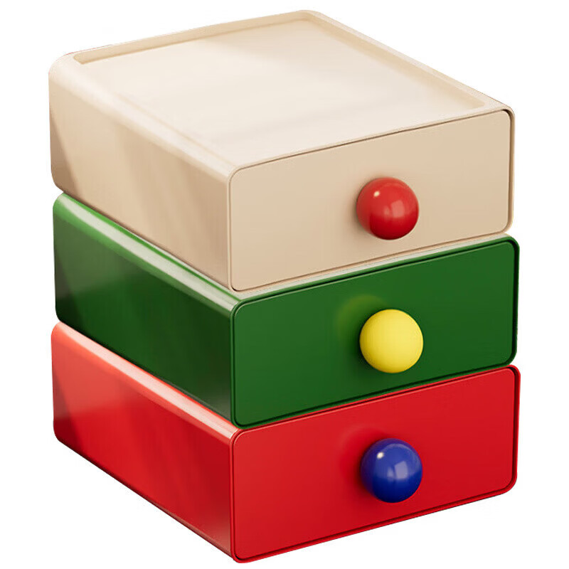 赞婴美多巴胺桌面收纳盒子抽屉式办公室书桌文具杂物整理神器玄关置物架 多巴胺收纳盒【颜色随机发货】3个