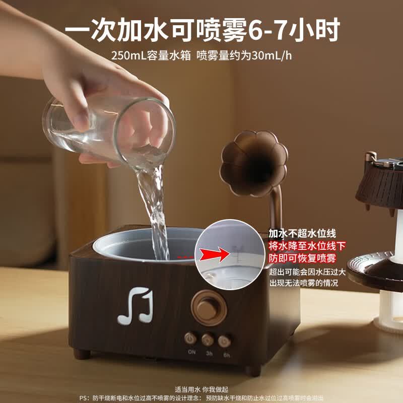 RUITFU复古蓝牙音箱旋转雨滴香薰加湿器创意礼物手机连接香薰机蓝牙音响家用冷香仪礼物扩香机生日礼物 复古木纹【蓝牙音响+白噪音+精油*1】 30mL/h