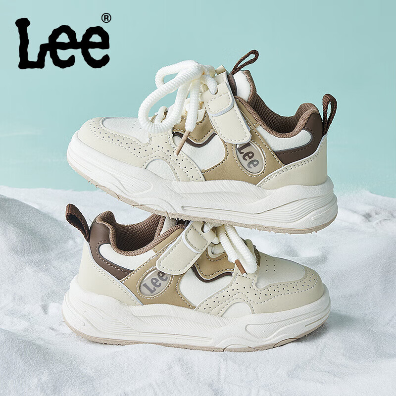 Lee儿童运动鞋春季小白鞋女童百搭软底轻便男童运动休闲鞋 卡其色 36 【建议脚长217-222mm】 京东折扣/优惠券