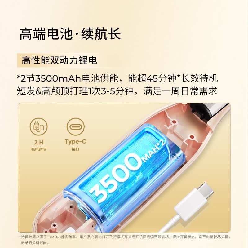 TYMO夹板无线弧形直板夹短发造型便携持久10亿负离子护发蓬松高颅顶神器续航持久 送女生日礼物 鎏金粉
